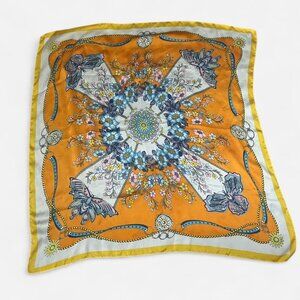 Orange Printed Square Scarf